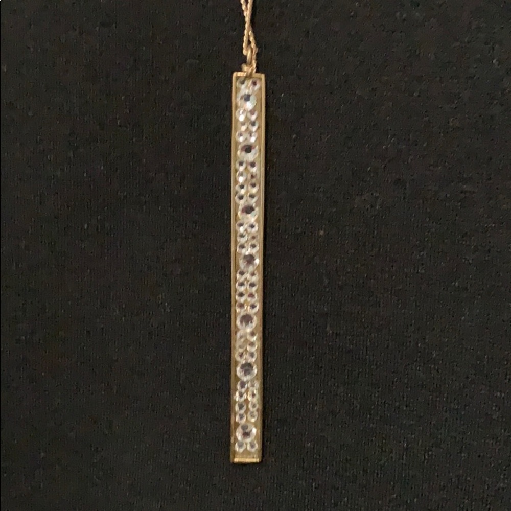 Anthropologie Gold diamond bar necklace.